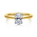 Austria - 14K White-Yellow Gold Hidden Halo Oval Diamond Engagement Ring