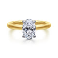 Austria - 14K White-Yellow Gold Hidden Halo Oval Diamond Engagement Ring