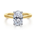 Austria - 14K White-Yellow Gold Hidden Halo Oval Diamond Engagement Ring