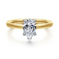 Austria - 14K White-Yellow Gold Pear Shape Diamond Engagement Ring