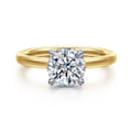 Austria - 14K White-Yellow Gold Hidden Halo Round Diamond Engagement Ring