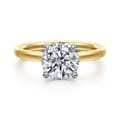 Austria - 14K White-Yellow Gold Hidden Halo Round Diamond Engagement Ring