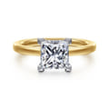 Austria - 14K White-Yellow Gold Princess Cut Diamond Engagement Ring