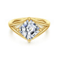 Fiori - 14K Yellow Gold Split Shank Compass Prong Asscher Cut Diamond Engagement Ring