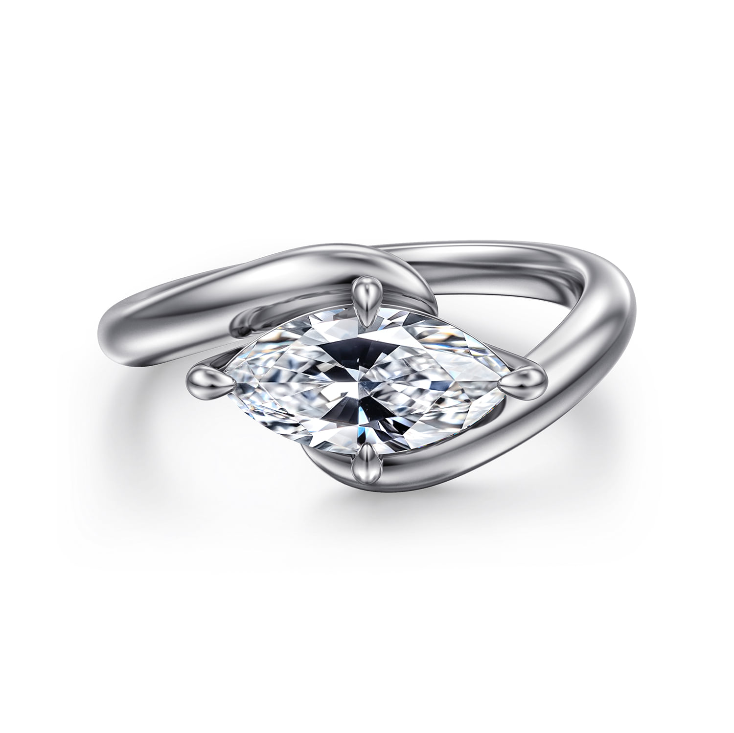 Bypass Compass Prong Diamond Engagement Ring
