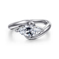 14K White Gold Bypass Compass Prong Marquise Shape Diamond Engagement Ring