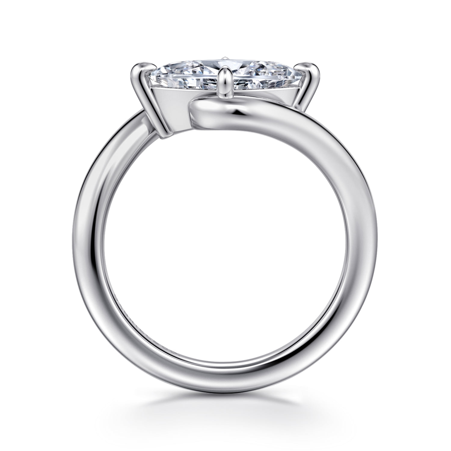 Marquise Bypass Compass Prong Diamond Engagement Ring in 14K White Gold, photograph 2