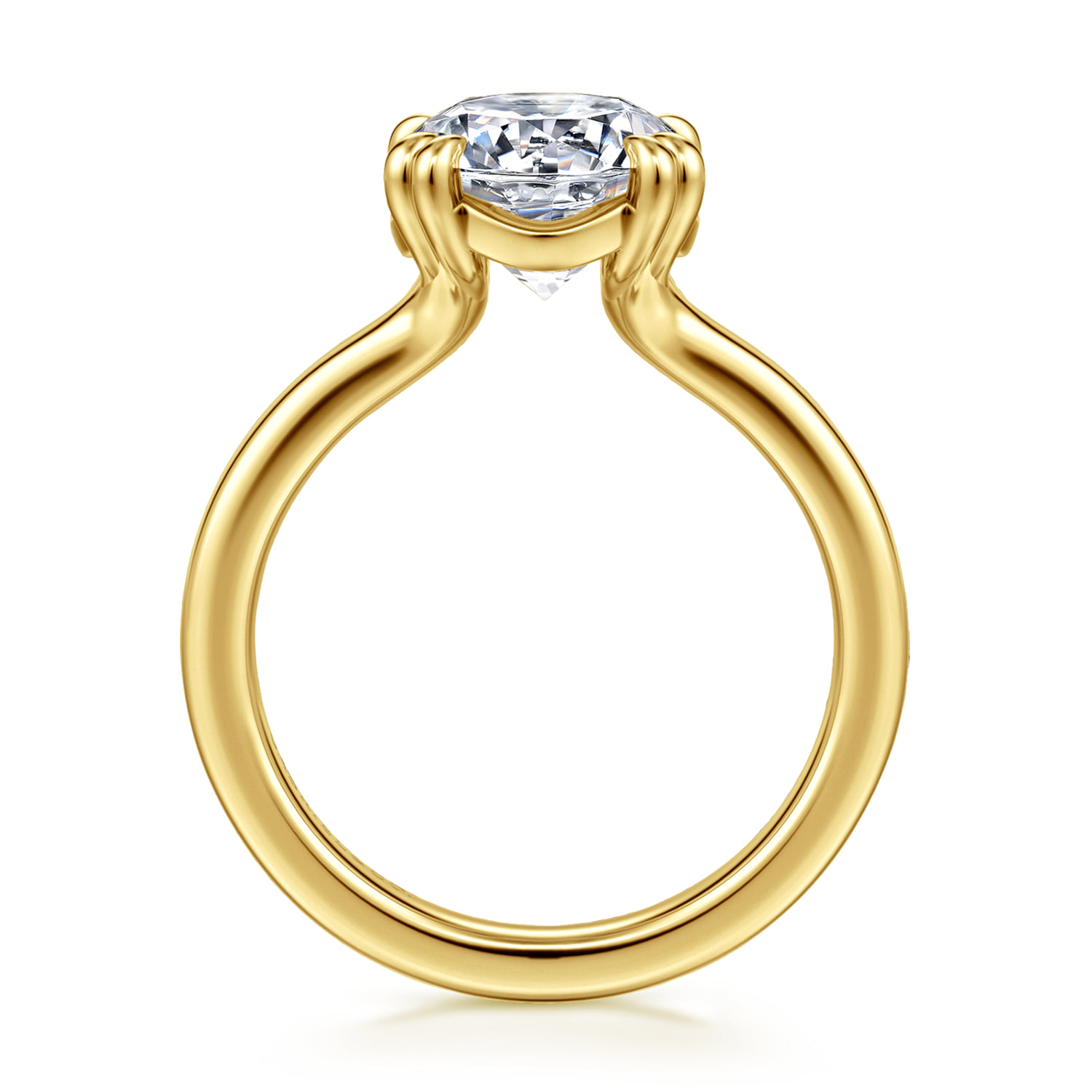 Round Double Prong Diamond Engagement Ring in 14K Yellow Gold, photograph 2