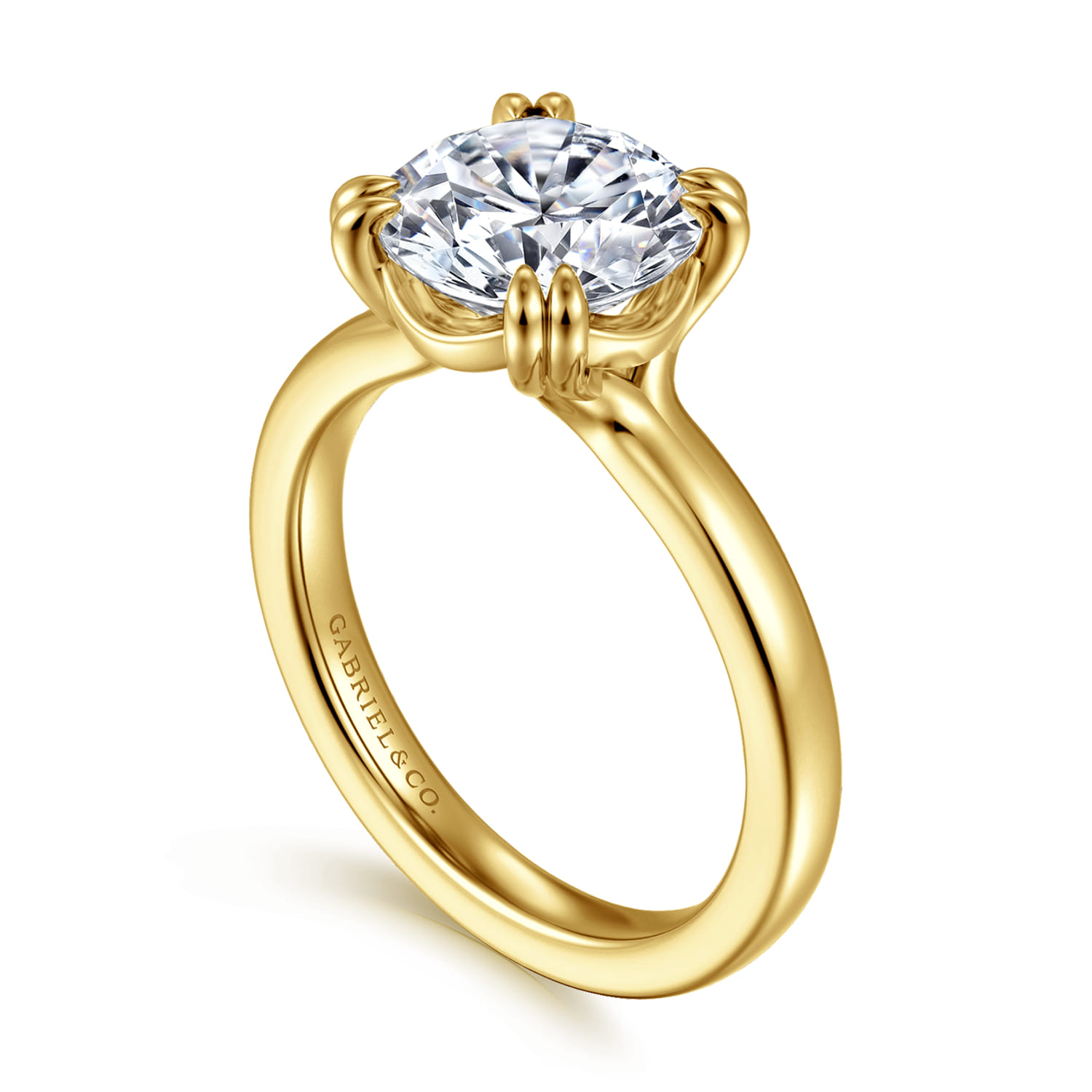 Round Double Prong Diamond Engagement Ring in 14K Yellow Gold, photograph 3