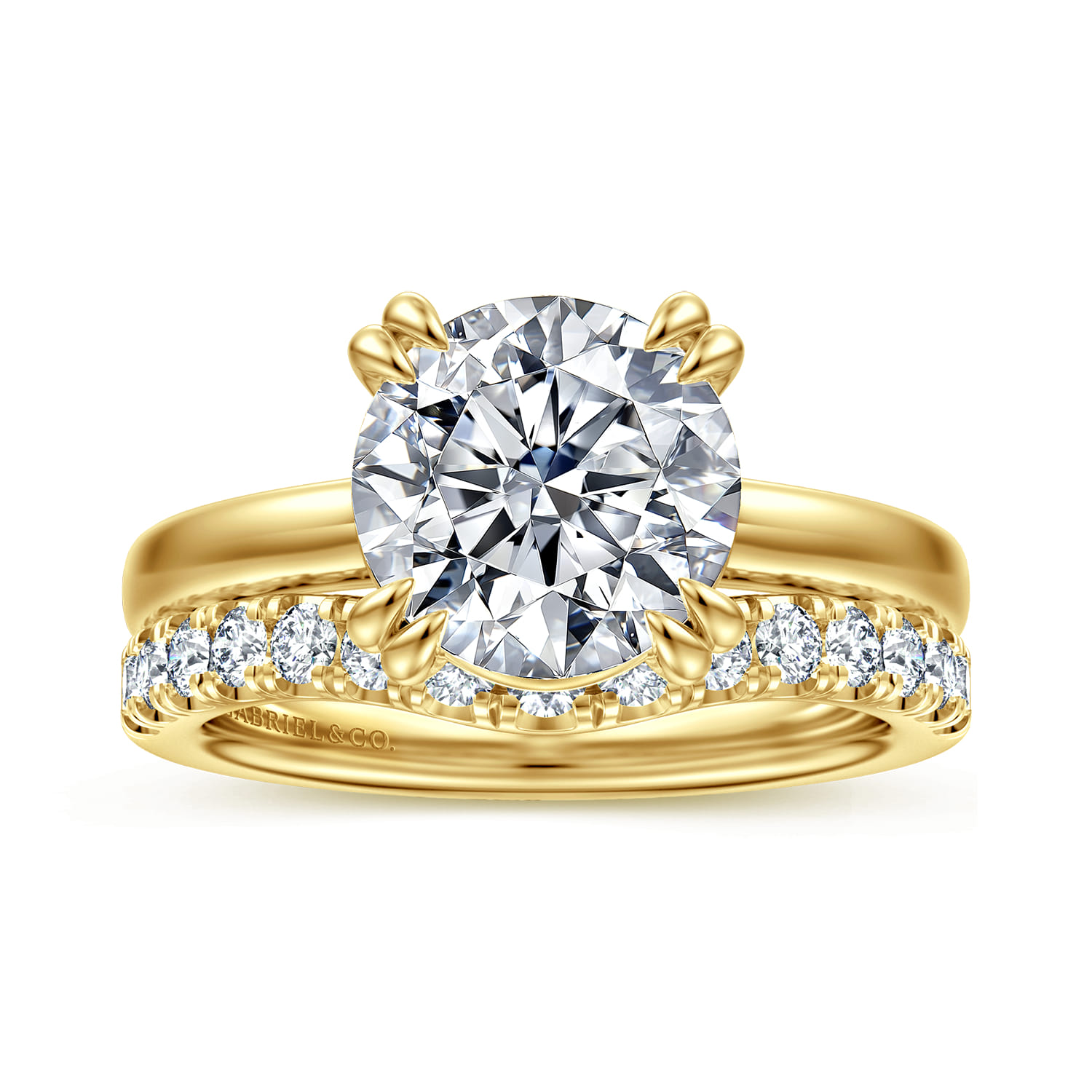 Round Double Prong Diamond Engagement Ring in 14K Yellow Gold, photograph 4