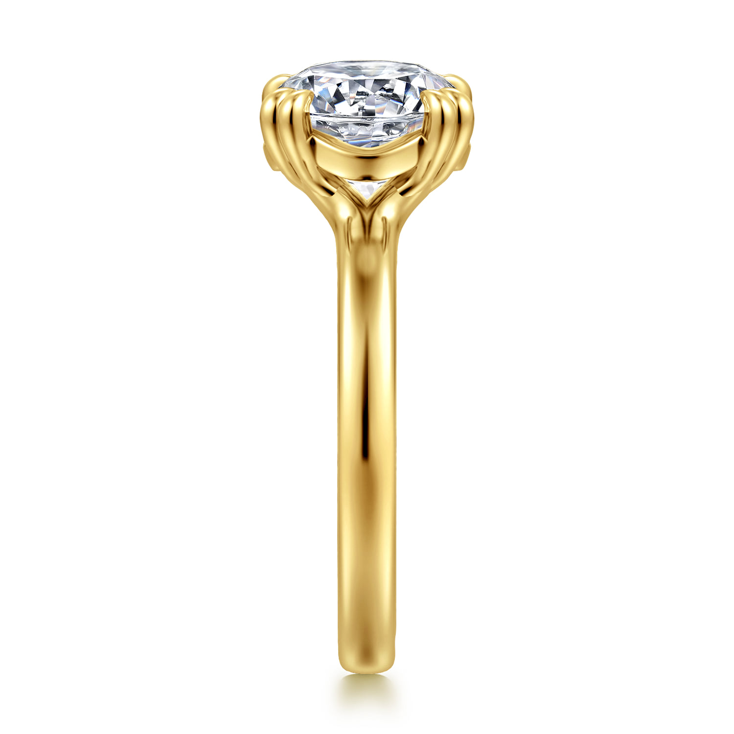 Round Double Prong Diamond Engagement Ring in 14K Yellow Gold, photograph 5