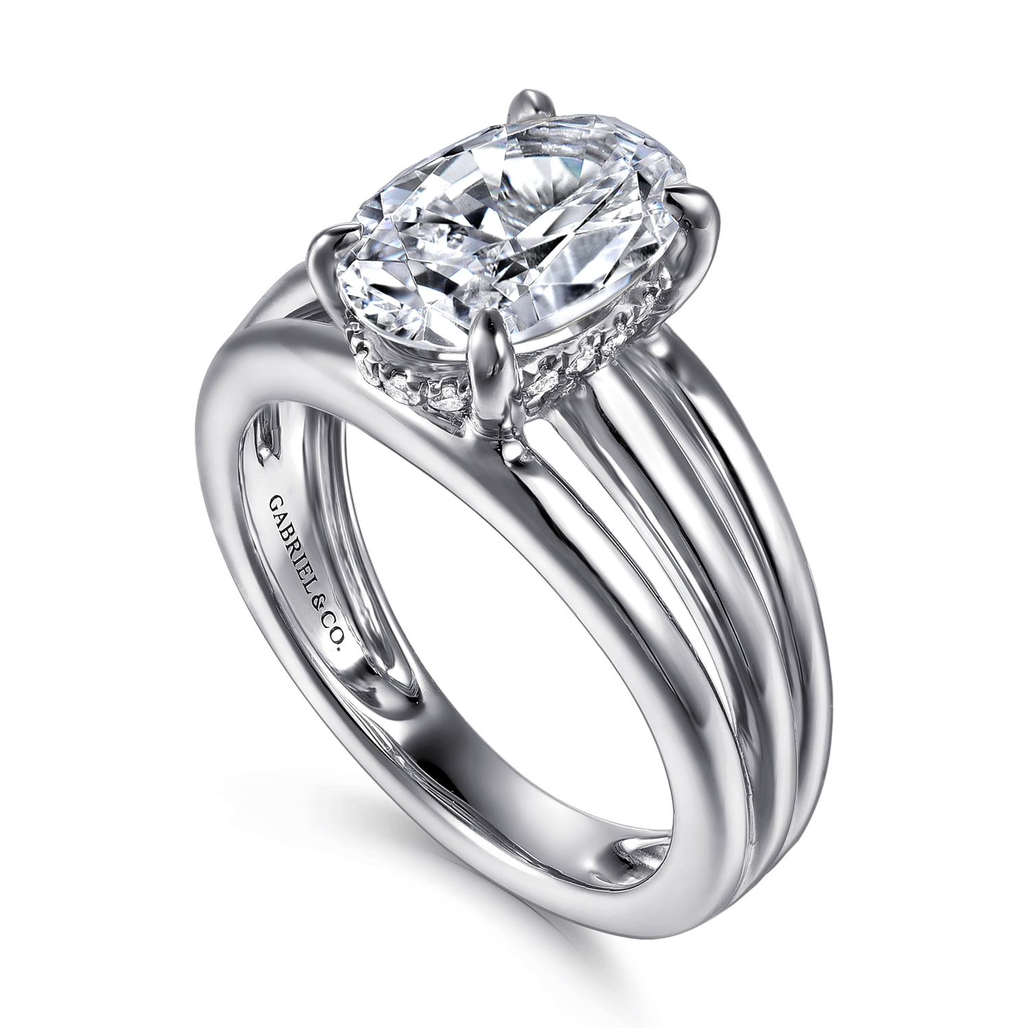 Oval Diamond Engagement Ring in 14K White Gold, photograph 3