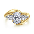Beyond - 14K White-Yellow Gold Bypass Oval Three Stone Diamond Engagement Ring