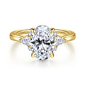 Boa - 14K Yellow Gold Oval Three Stone Diamond Engagement Ring