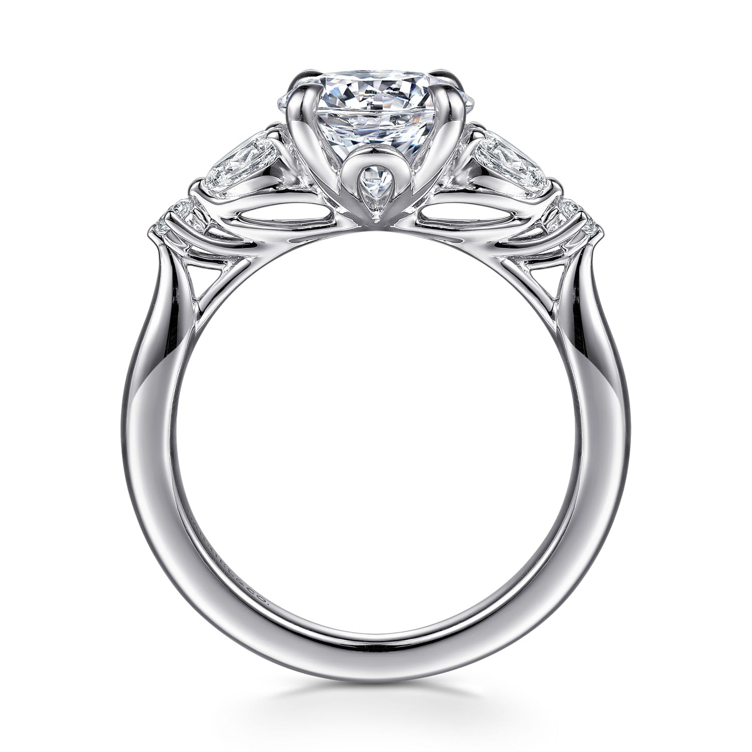 Round Five Stone Diamond Engagement Ring in 14K White Gold, photograph 2
