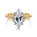 Brigida - Vintage Inspired 14K White-Yellow Gold Marquise Shape Diamond Engagement Ring