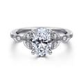 Brigida - Vintage Inspired 14K White Gold Oval Diamond Engagement Ring