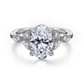 Vintage Inspired 14K White Gold Oval Diamond Engagement Ring