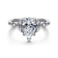 Brigida - Vintage Inspired 14K White Gold Pear Shape Diamond Engagement Ring