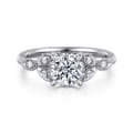 Brigida - Vintage Inspired 14K White Gold Round Diamond Engagement Ring
