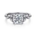 Brigida - Vintage Inspired 14K White Gold Round Diamond Engagement Ring