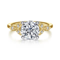 Brigida - Vintage Inspired 14K White-Yellow Gold Round Diamond Engagement Ring