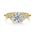 Brigida - Vintage Inspired 14K Yellow Gold Round Diamond Engagement Ring