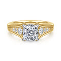 Bruno - 14K White-Yellow Gold Cushion Cut Diamond Engagement Ring