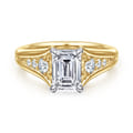 Bruno - 14K White-Yellow Gold Emerald Cut Diamond Engagement Ring