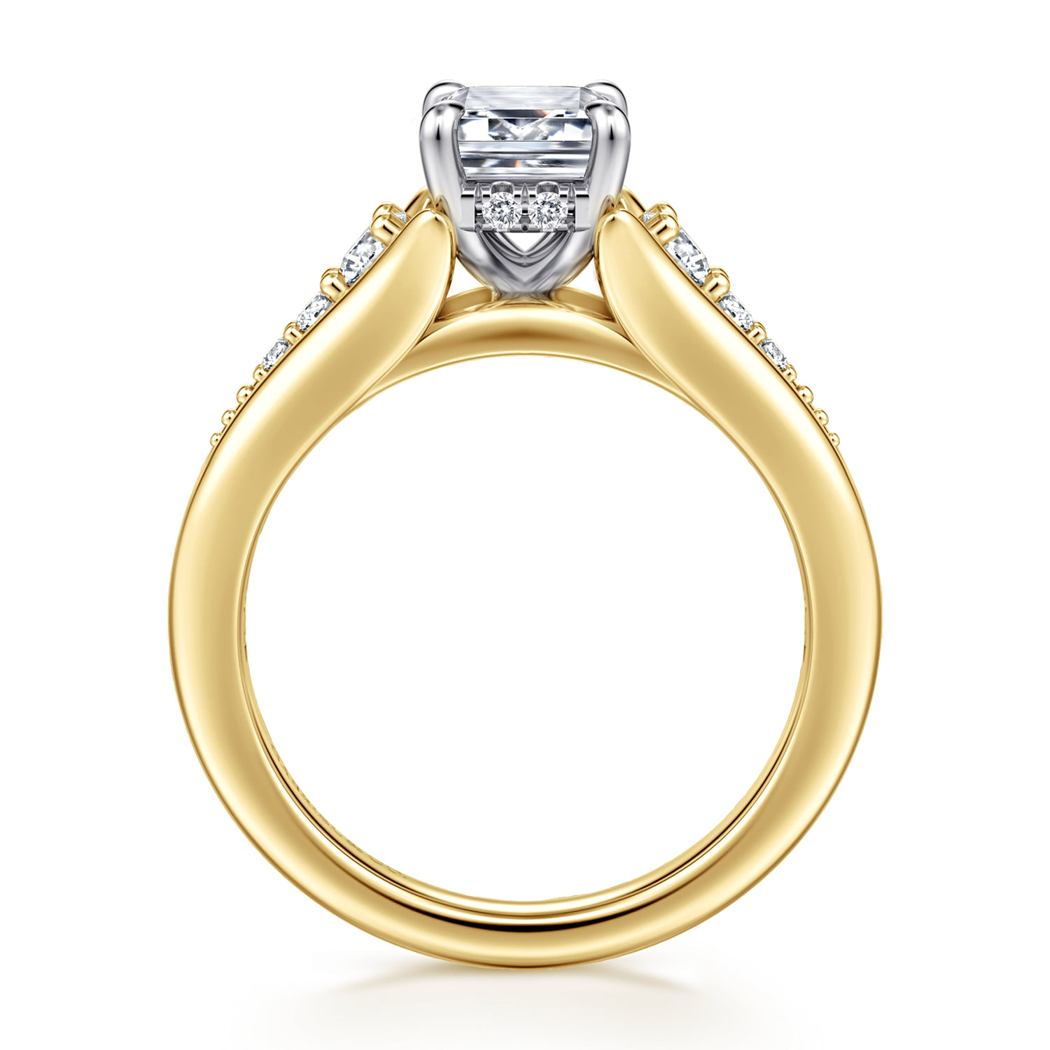 Emerald Diamond Engagement Ring in 14K White/Yellow Gold, photograph 2