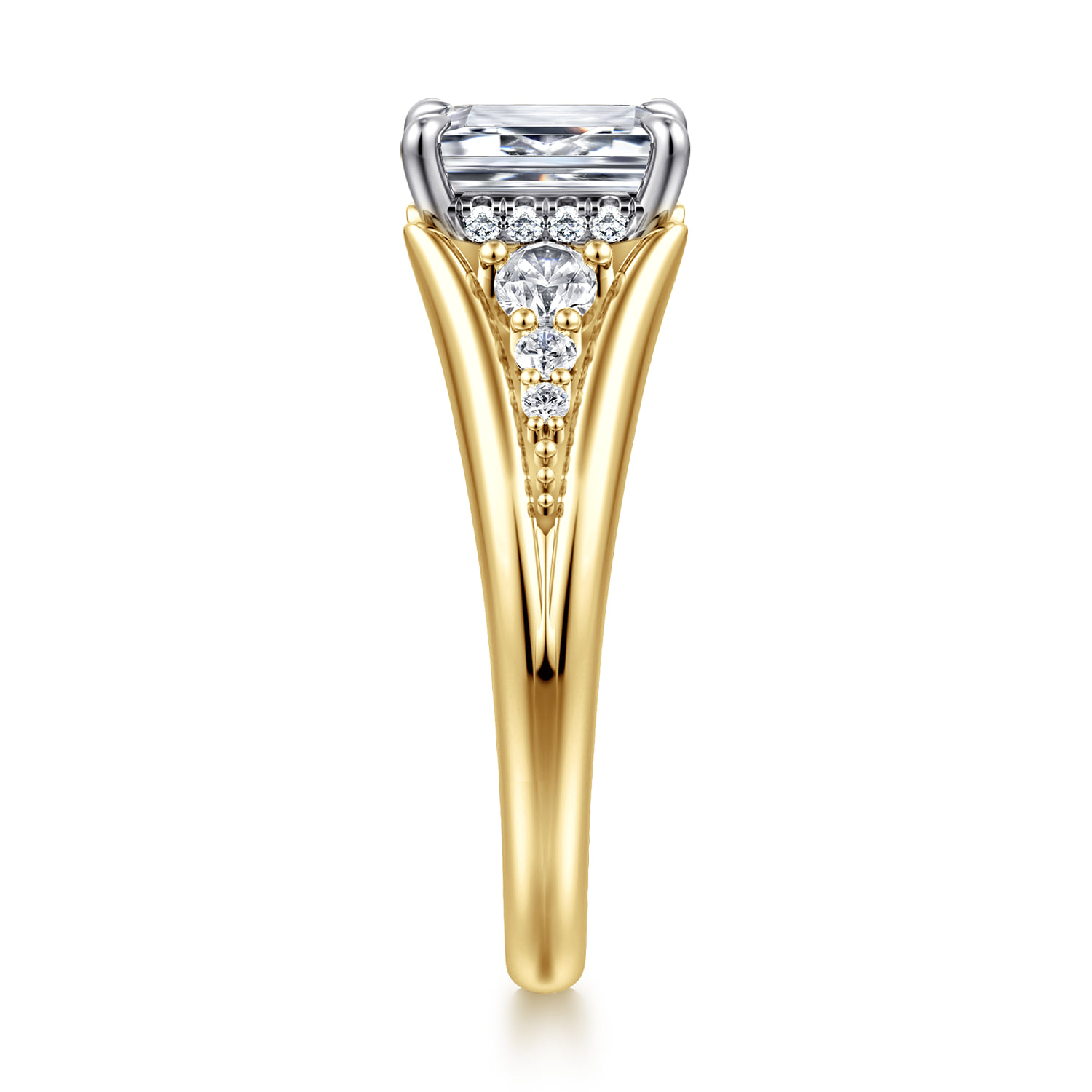 Emerald Diamond Engagement Ring in 14K White/Yellow Gold, photograph 4