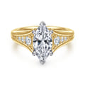 Bruno - 14K White-Yellow Gold Marquise Shape Diamond Engagement Ring