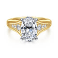 Bruno - 14K White-Yellow Gold Oval Diamond Engagement Ring