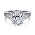 Bruno - 14K White Gold Oval Diamond Engagement Ring