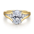 Bruno - 14K White-Yellow Gold Oval Diamond Engagement Ring