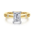 Cabata - 14K White-Yellow Gold Emerald Cut Diamond Engagement Ring