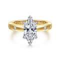 Cabata - 14K White-Yellow Gold Marquise Shape Diamond Engagement Ring
