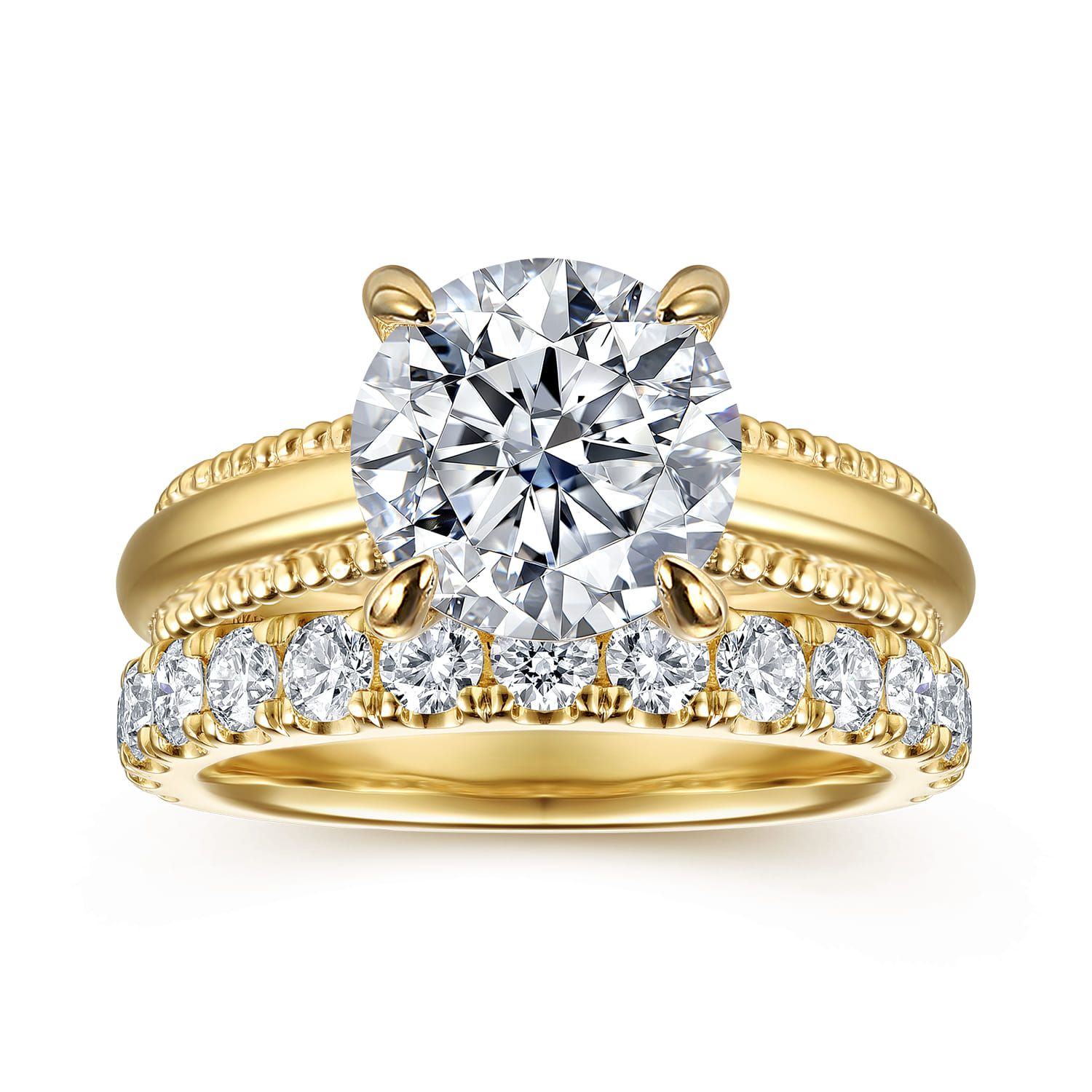 Round Diamond Engagement Ring in 14K Yellow Gold, photograph 4