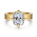 Cassandra - 14K Yellow Gold Compass Prong Elongate Cushion Diamond Engagement Ring