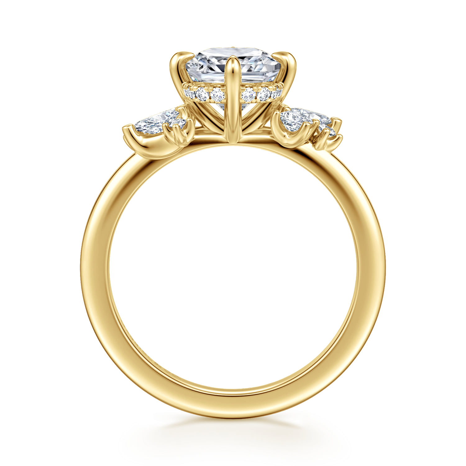 Cushion Diamond Engagement Ring in 14K Yellow Gold, photograph 2