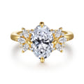 Clover - 14K Yellow Gold Compass Prong Oval Diamond Engagement Ring