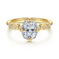 Clyde - 14K Yellow Gold Compass Prong Elongated Cushion Diamond Engagement Ring