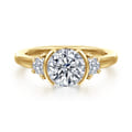 Colleen - 14K Yellow Gold Half Bezel Round Three Stone Diamond Engagement Ring