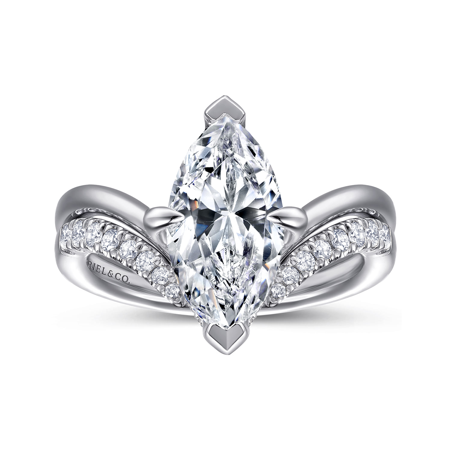 Marquise Diamond Engagement Ring in 14K White Gold, photograph 4