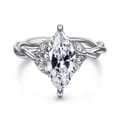 Daija - 14K White Gold Twisted Marquise Diamond Engagement Ring