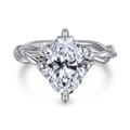 Daija - 14K White Gold Twisted Oval Diamond Engagement Ring