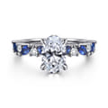 Damiana - 14K White Gold Oval Sapphire and Diamond Engagement Ring