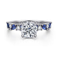 Damiana - 14K White Gold Round Sapphire and Diamond Engagement Ring