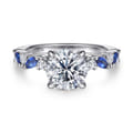 Damiana - 14K White Gold Round Sapphire and Diamond Engagement Ring