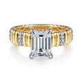 Danette - 14K White-Yellow Gold Emerald Cut Diamond Engagement Ring